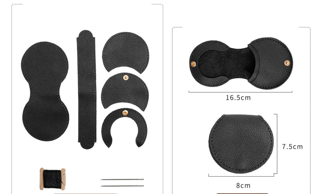 DIY Genuine Leather Wallet Kit | Litchi Grain Cowhide Card Holder, Passport Wallet & Coin Purse Craft Set