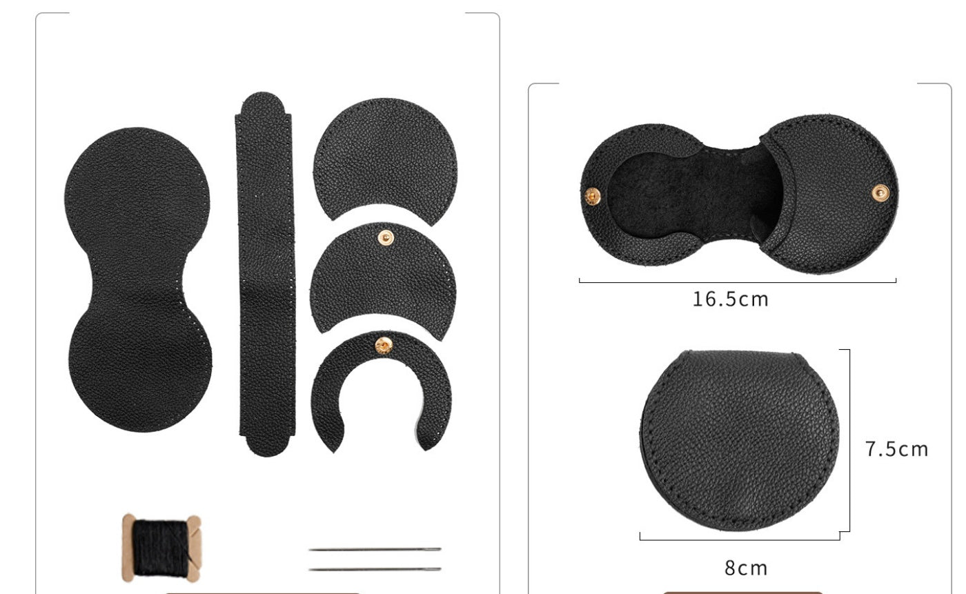 DIY Genuine Leather Wallet Kit | Litchi Grain Cowhide Card Holder, Passport Wallet & Coin Purse Craft Set