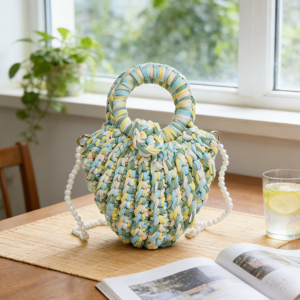 DIY Crochet Shoulder Bag Kit for Beginners – Handmade Yarn Purse Craft Kit with Video Tutorial & Complete Materials