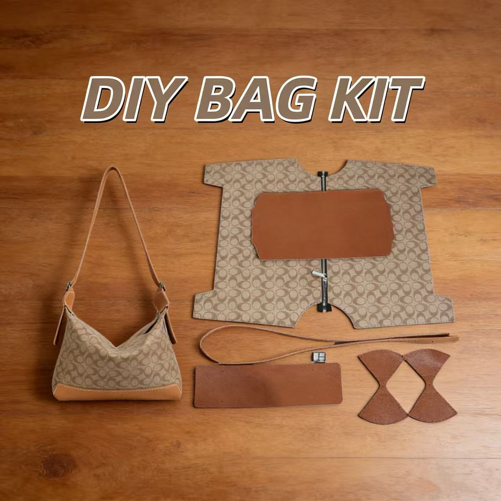 DIY Large Tote Bag Kit for Beginners – Handmade PU Leather Shoulder Bag Sewing Kit with Pre-Cut Materials & Video Tutorial