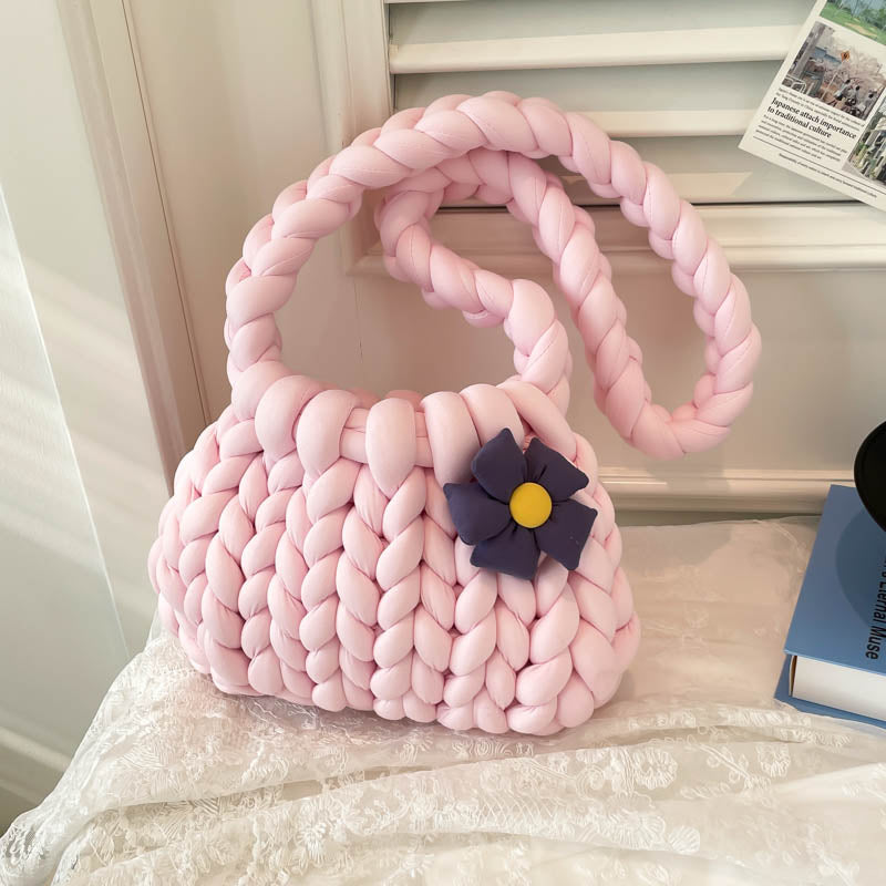 DIY Crochet Shoulder Bag Kit for Beginners – Handmade Yarn Crossbody Purse Craft Set with Tools & Video Tutorial
