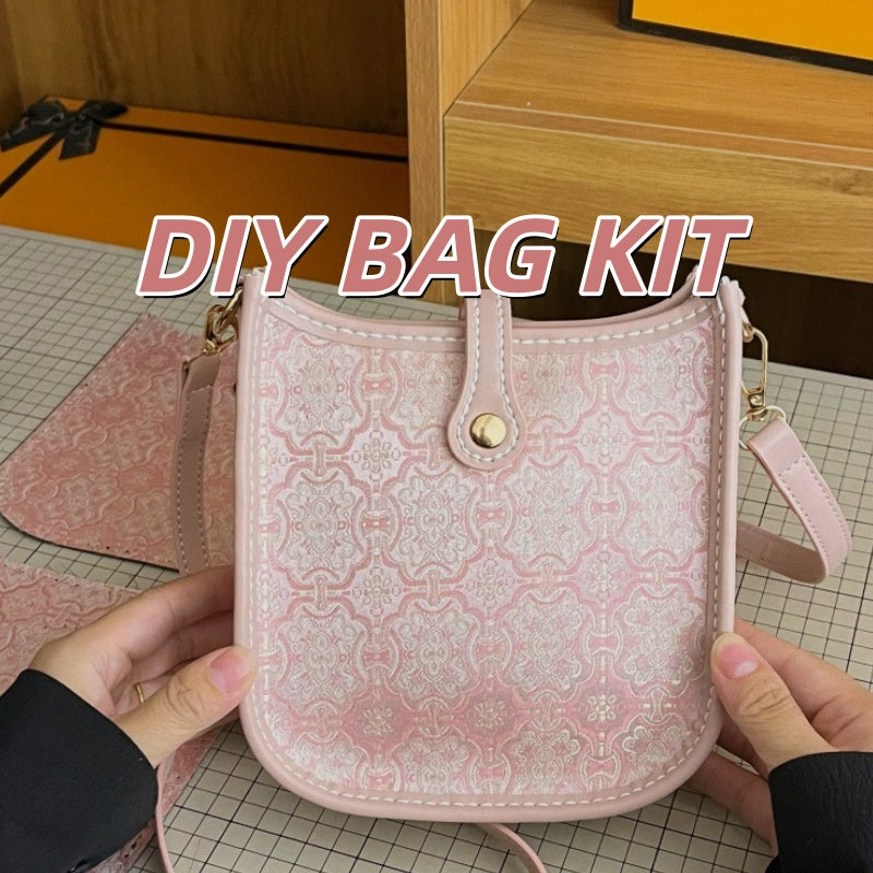 DIY Color Block PU Leather Shoulder Bag Kit | Vintage Crossbody Handbag Craft Set for Beginners with Video Tutorial