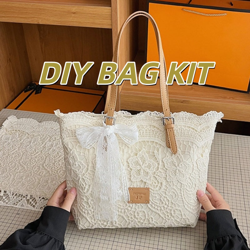 DIY Lace Basket Tote Bag Kit | Beginner-Friendly PU Leather Handbag Craft Set with Video Tutorial