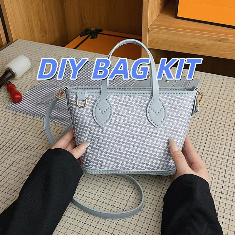 DIY PU Tote Bag Kit – Handmade Color Block Shoulder Bag Craft Set for Beginners with Video Tutorial
