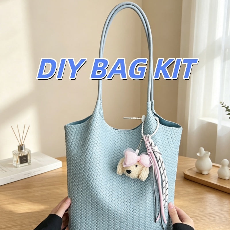 DIY Woven Shoulder Bag Kit for Beginners, Handmade PU Leather Crossbody Bag Making Kit, Creative Sewing Craft Gift for Women