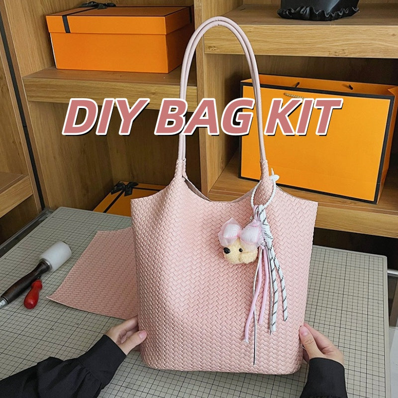 DIY Woven PU Leather Tote Bag Kit | Large Capacity Shoulder & Underarm Bag Craft Set with Video Tutorial