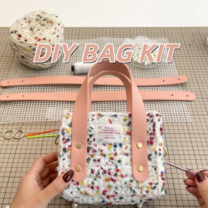 DIY Woven Yarn & PU Leather Shoulder Bag Kit for Beginners | Handmade Crossbody Purse Sewing Craft Set with Video Tutorial
