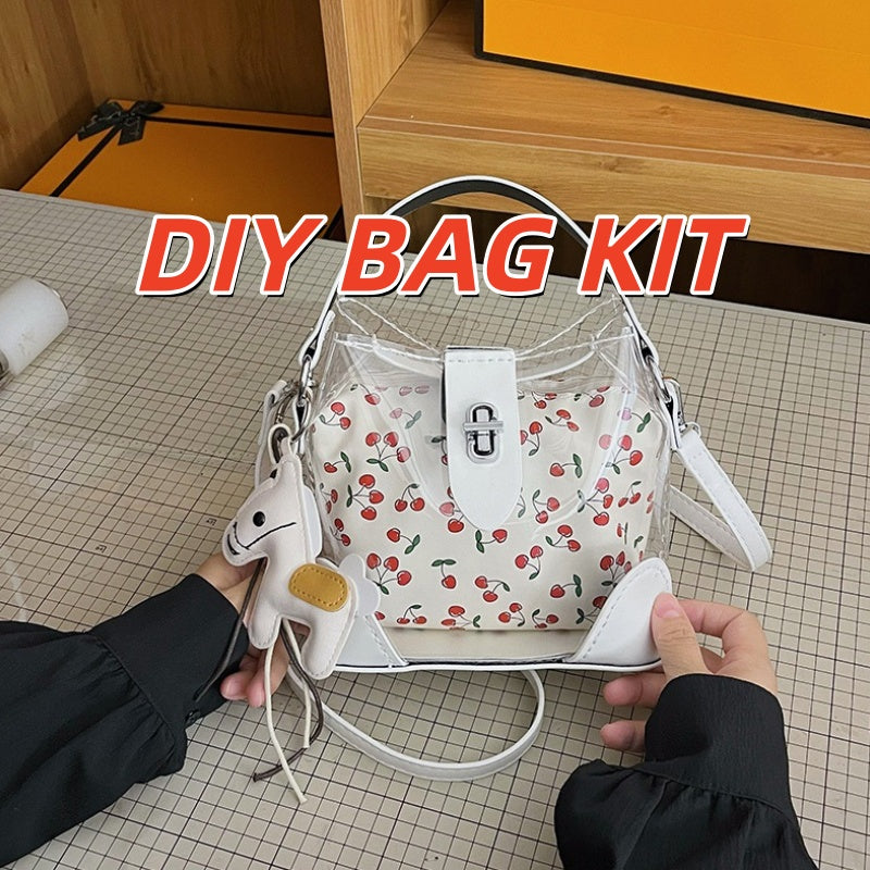 DIY Transparent Cherry Print PVC Handbag Kit | Cute Sweet Crossbody Purse Craft Set with Video Tutorial