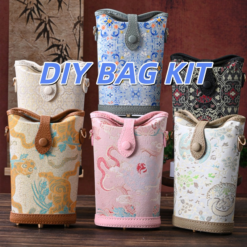 DIY Patchwork Fries Bag Kit – Handmade Genuine Leather & Microfiber Crossbody Bag Craft Set for Beginners