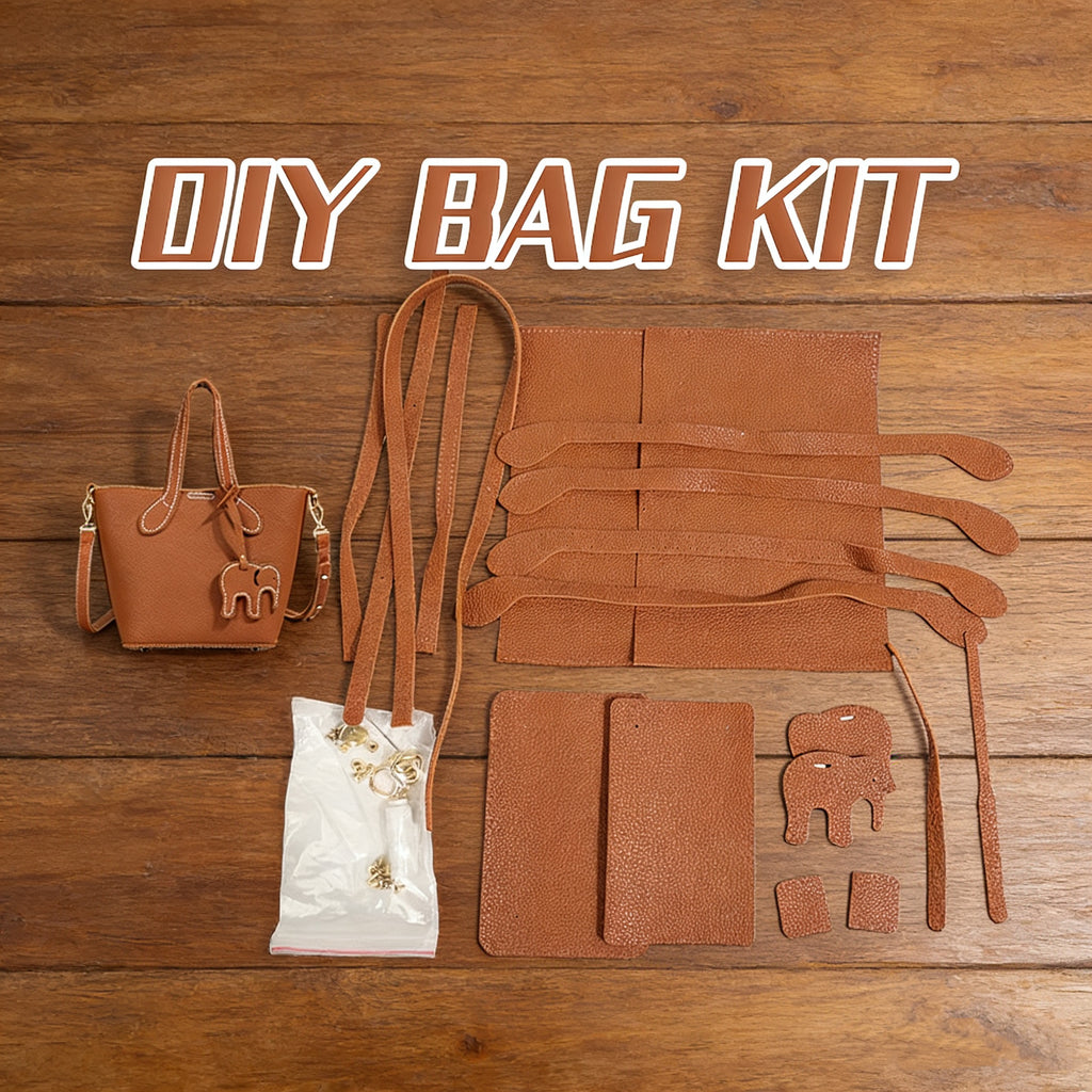 DIY PU Leather Shoulder Bag Kit for Beginners – Handmade Crossbody Tote Purse Sewing Kit with Pre-Cut Materials & Video Tutorial