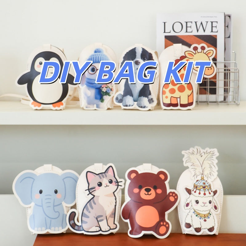 DIY Cartoon Crossbody Bag Kit for Kids & Adults | Handmade PU Leather Parent-Child Craft Sewing Kit with Video Tutorial