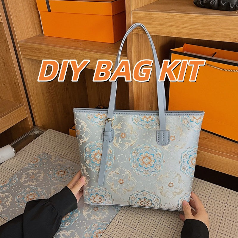 DIY PU Tote Bag Kit – Handmade Large Shoulder Handbag Craft Set for Beginners with Video Tutorial
