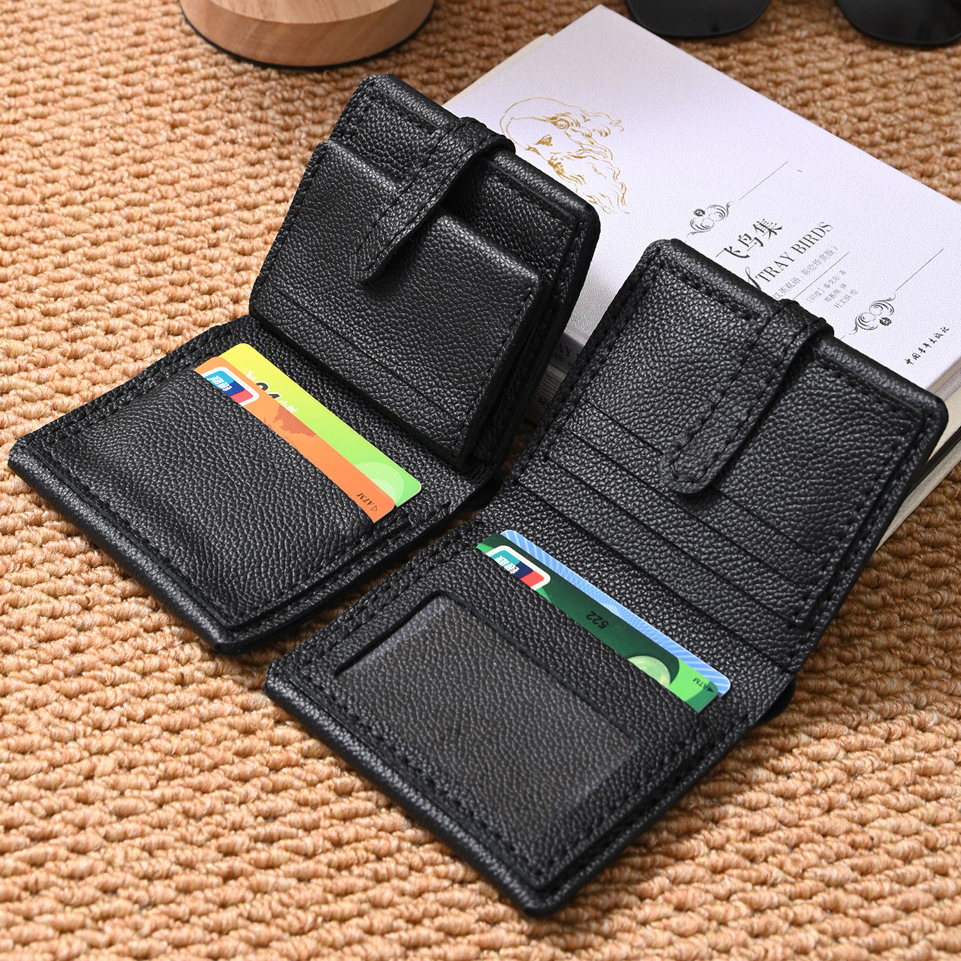 DIY Genuine Leather Wallet Kit | Litchi Grain Cowhide Card Holder, Passport Wallet & Coin Purse Craft Set