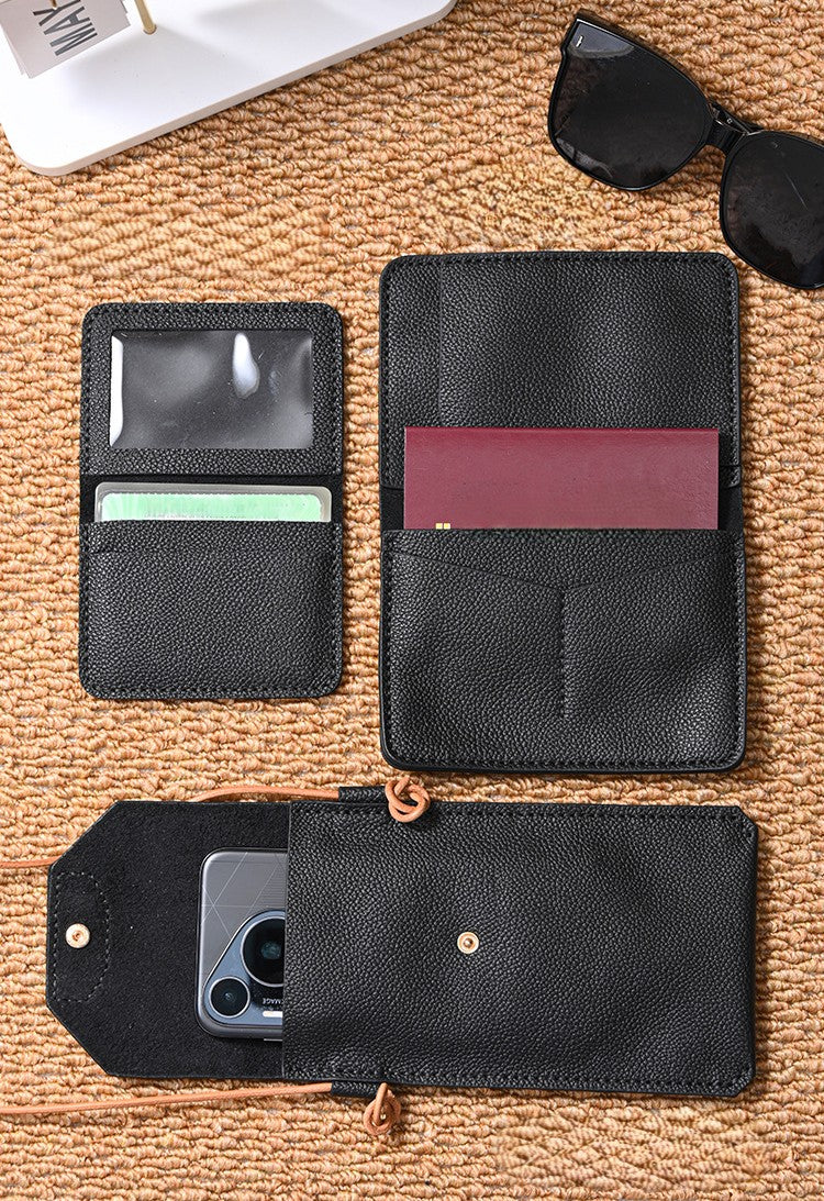 DIY Genuine Leather Wallet Kit | Litchi Grain Cowhide Card Holder, Passport Wallet & Coin Purse Craft Set