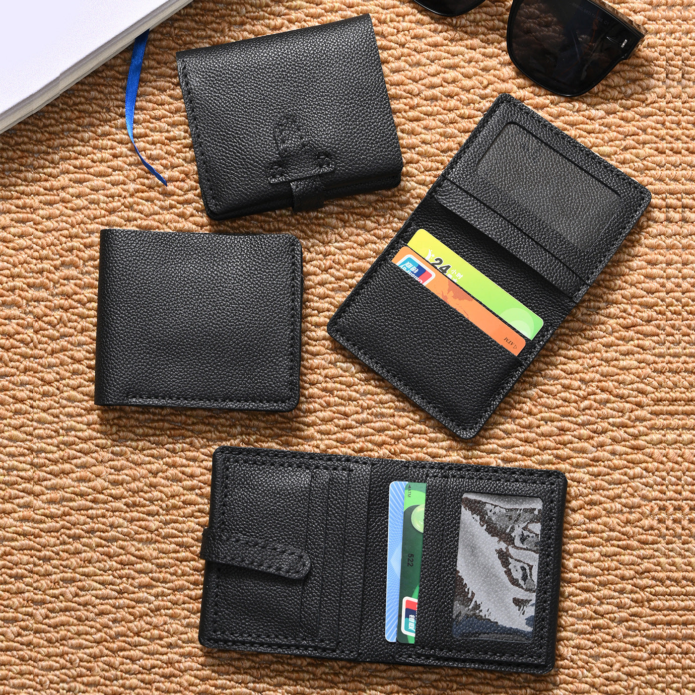 DIY Genuine Leather Wallet Kit | Litchi Grain Cowhide Card Holder, Passport Wallet & Coin Purse Craft Set