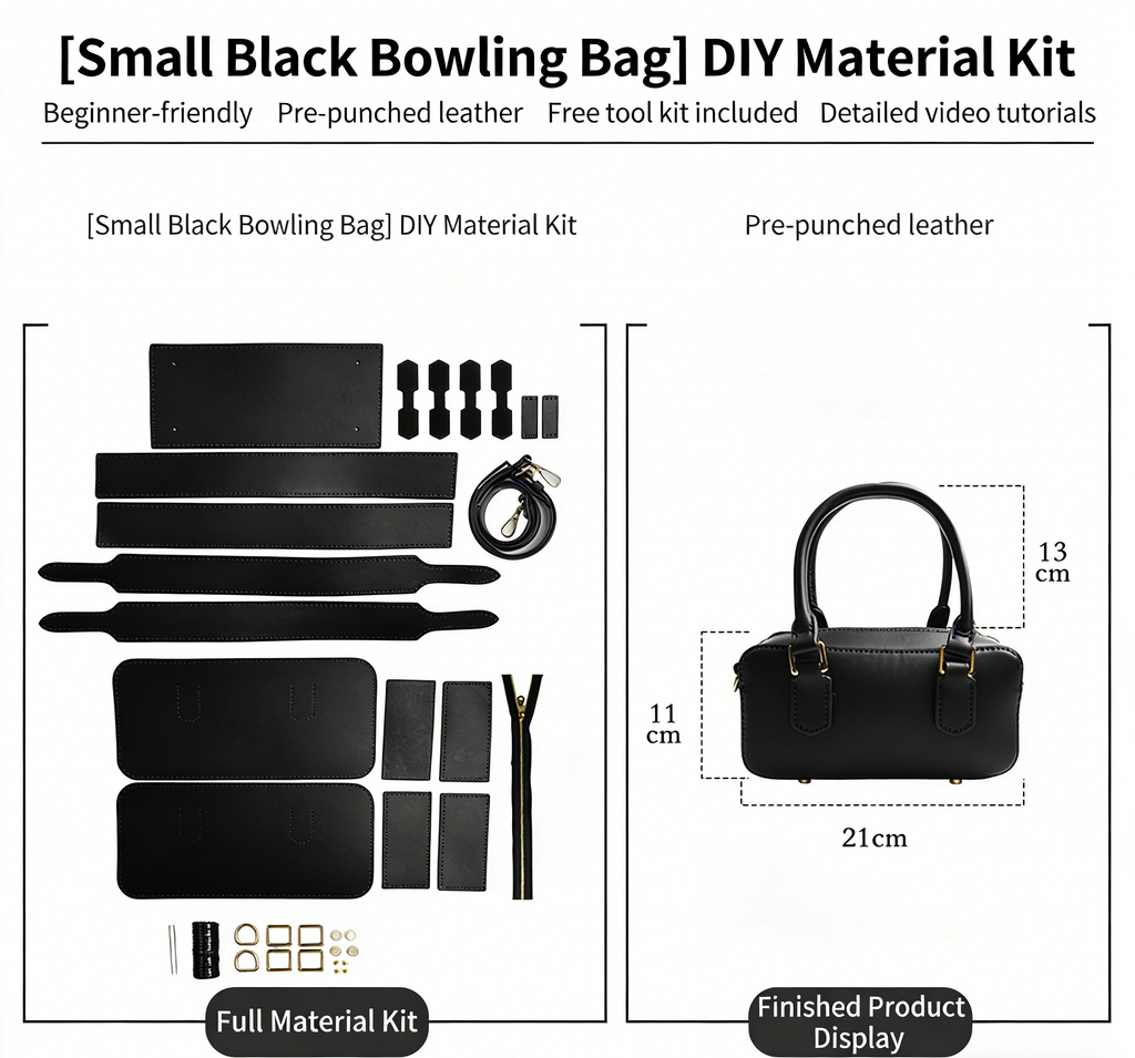DIY Leather Shoulder Bag Kit for Beginners – Handmade Crossbody Tote Purse Sewing Kit with Pre-Cut Materials & Video Tutorial