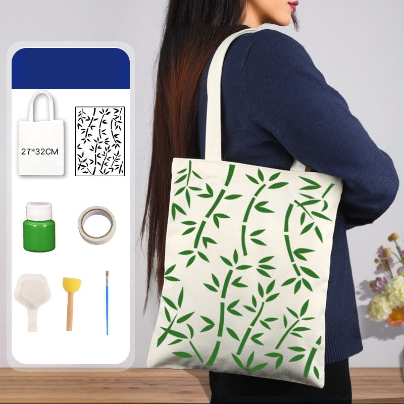 DIY Traditional Printing Canvas Tote Bag Kit – Non-Heritage Art Craft Set with Paint & Stencils