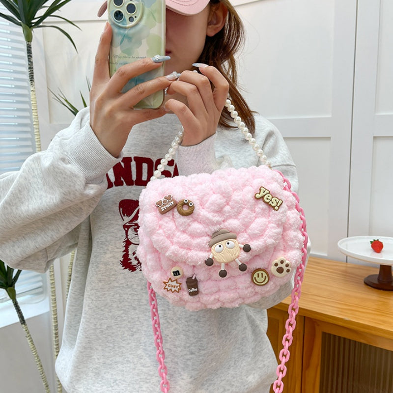 DIY Crochet Pearl Handle Bag Kit for Beginners | Handmade Yarn Shoulder & Crossbody Bag with Video Tutorial
