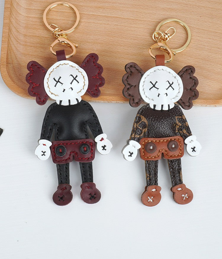 DIY Leather Keychain Kit Cute Character Pendant | Handmade PU + Cowhide Craft Keyring Set with Video Tutorial