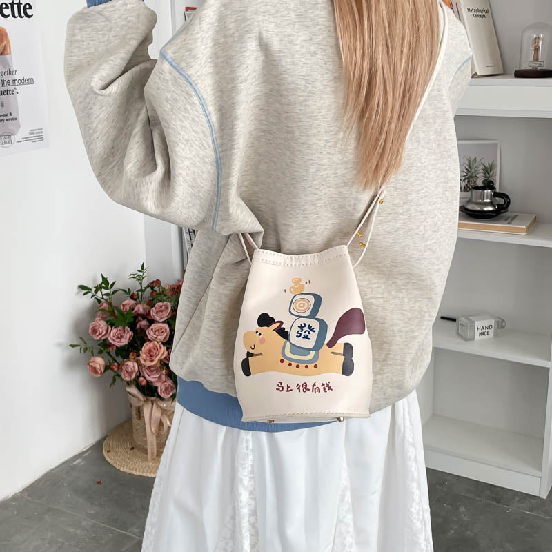 DIY PU Leather Bucket Bag Kit for Beginners – Handmade Crossbody Shoulder Bag Sewing Kit with Pre-Cut Materials & Video Tutorial