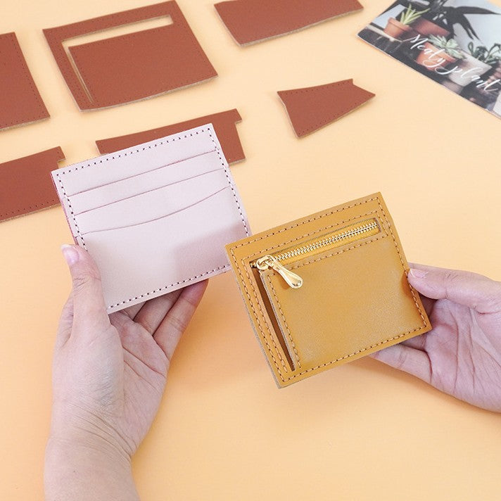 DIY Leather Wallet Kit – Handmade Cowhide Bifold Wallet Craft Set for Beginners with Video Tutorial (Compact Card & Cash Holder)
