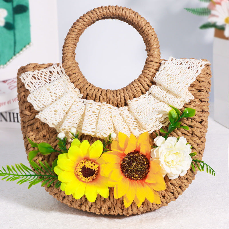 DIY Floral Straw Tote Bag Kit for Mother’s Day | Handmade Woven Handbag Craft Set with Artificial Flowers | Beginner Friendly 8-Minute DIY Gift Bag
