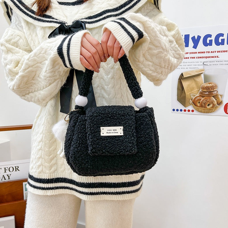 DIY Plush Tote Bag Kit for Beginners – Handmade Fuzzy Handbag Craft Kit with Video Tutorial, Shoulder & Tote Bag