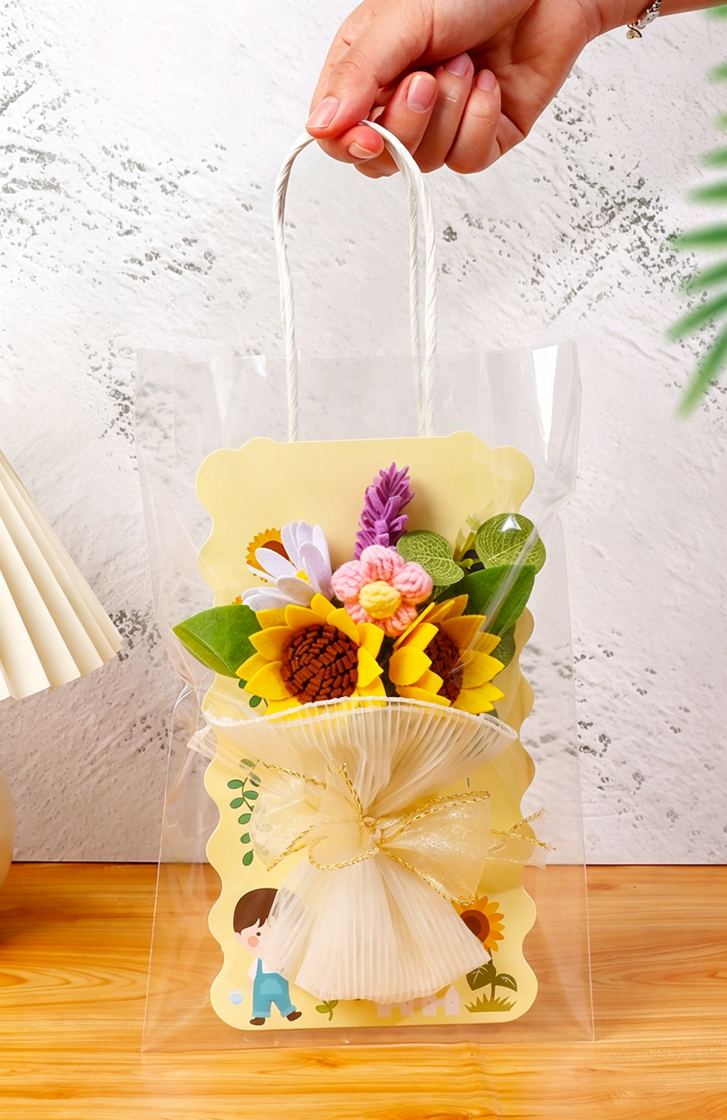 DIY Eternal Flower Bouquet Card Kit for Teachers’ Day | Felt & Yarn Artificial Flower Craft Set for Kids | Handmade Gift Card Materials Pack