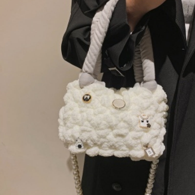 DIY Crochet Shoulder Bag Kit for Beginners – Handmade Cotton Yarn Crossbody Tote Bag Craft Kit with Video Tutorial