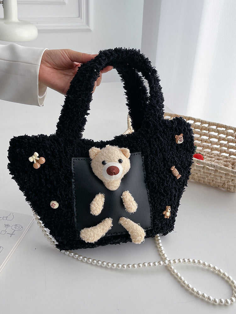 DIY Plush Shoulder Bag Kit for Beginners – Handmade Crochet Style Tote Bag Craft Set with Video Tutorial, Gift Making Kit
