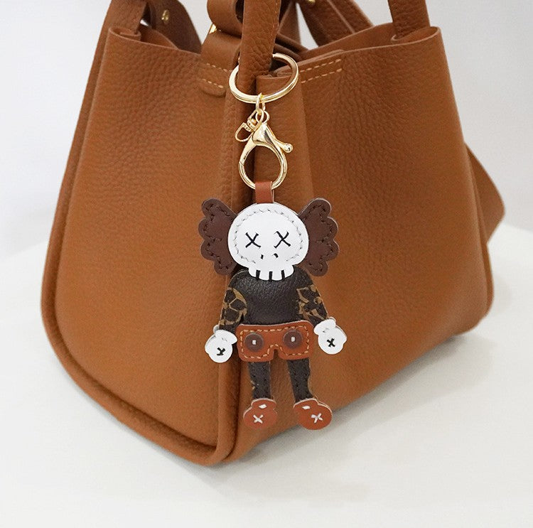 DIY Leather Keychain Kit Cute Character Pendant | Handmade PU + Cowhide Craft Keyring Set with Video Tutorial