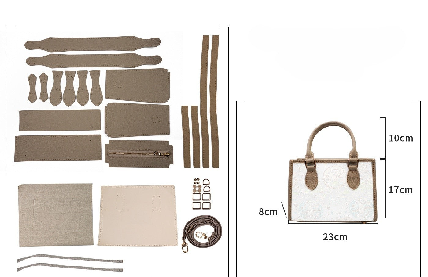 DIY Patchwork Tote Bag Kit | Genuine Leather & Microfiber Handmade Shoulder Bag Craft Set for Beginners