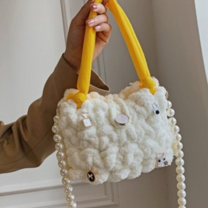 DIY Crochet Shoulder Bag Kit for Beginners – Handmade Cotton Yarn Crossbody Tote Bag Craft Kit with Video Tutorial