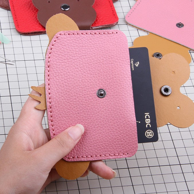 DIY Monkey Leather Card Holder Kit for Beginners – Cute Handmade Cowhide Card Wallet with Video Tutorial & Complete Sewing Kit