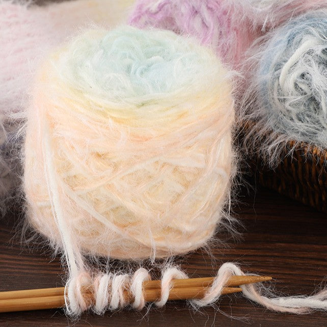 DIY Gradient Fuzzy Scarf Knitting Kit for Beginners – Soft Long Fur Yarn Scarf Craft Set with Video Tutorial