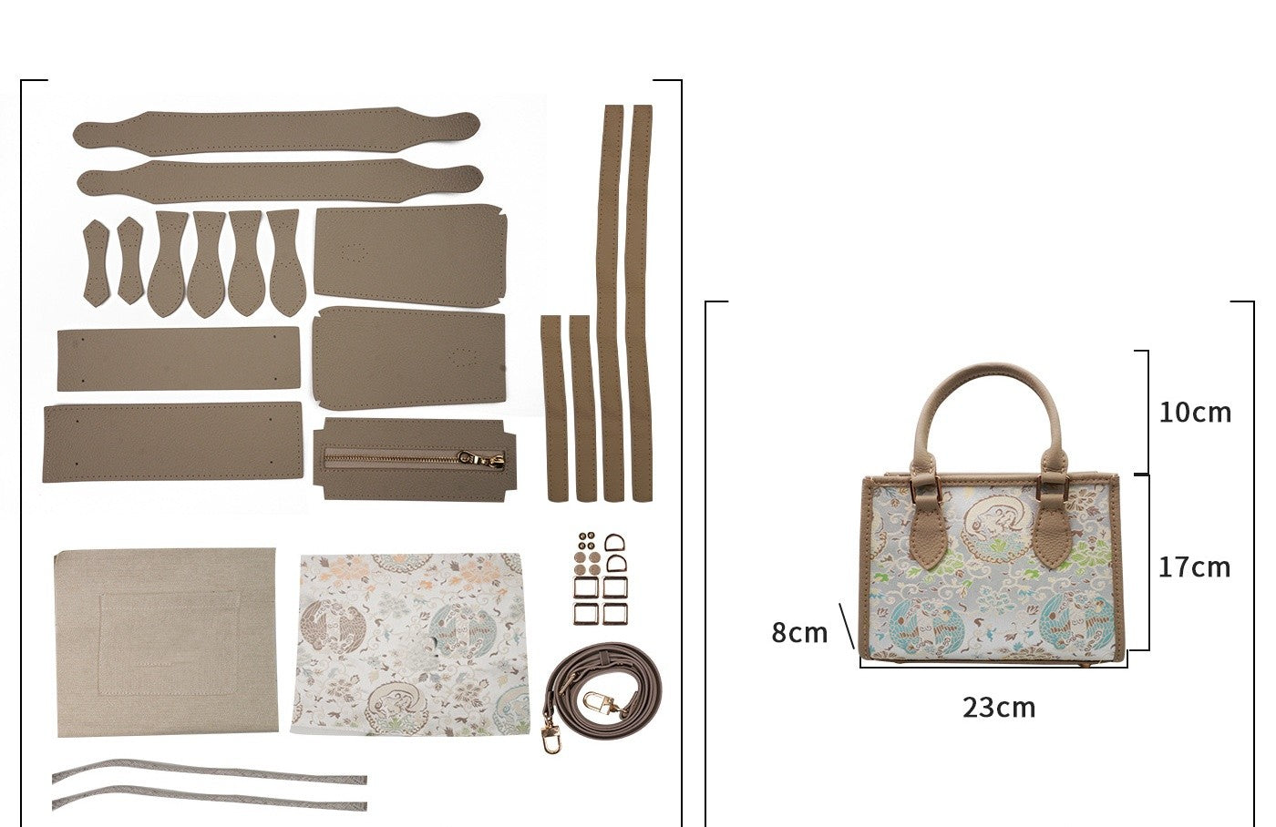 DIY Patchwork Tote Bag Kit | Genuine Leather & Microfiber Handmade Shoulder Bag Craft Set for Beginners