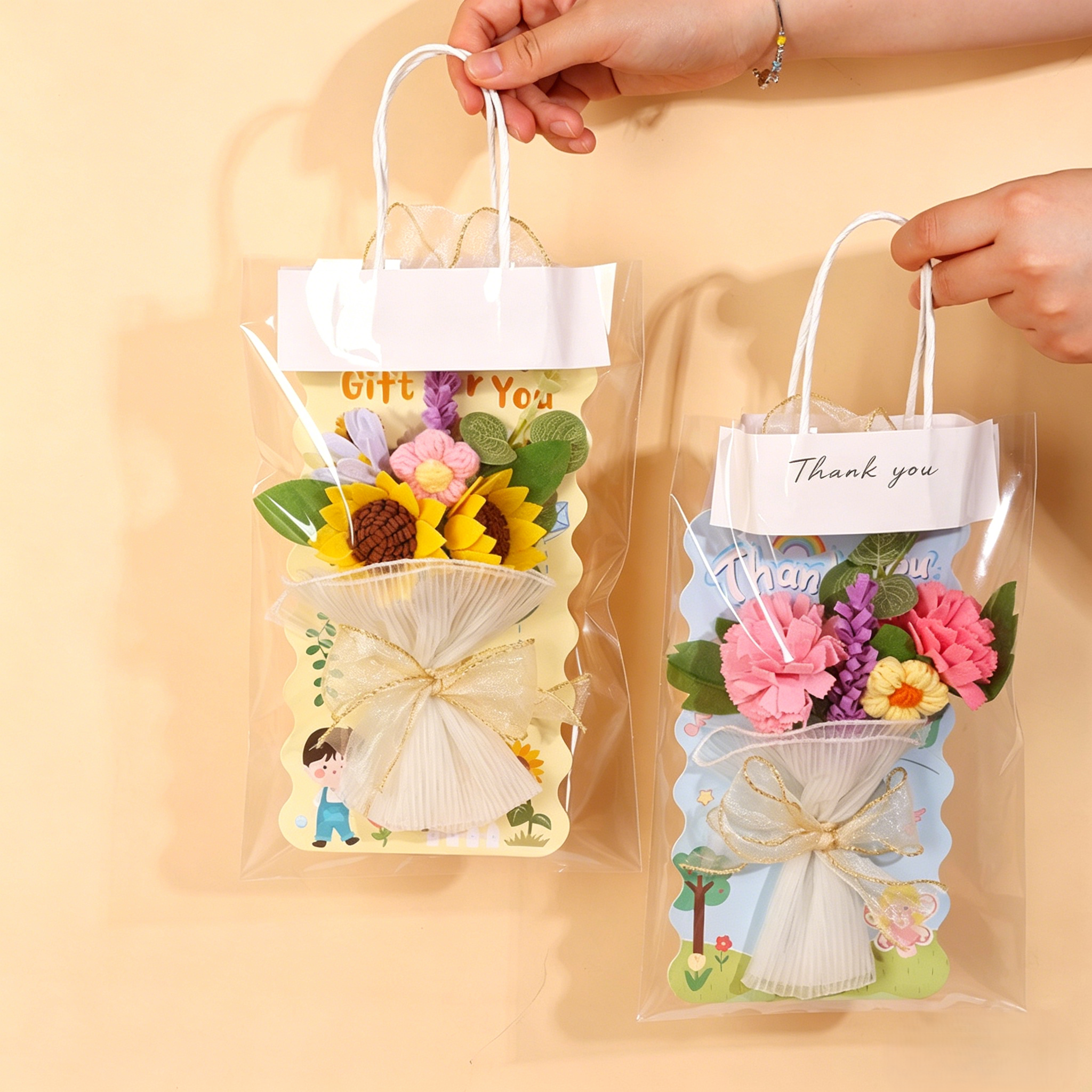 DIY Eternal Flower Bouquet Card Kit for Teachers’ Day | Felt & Yarn Artificial Flower Craft Set for Kids | Handmade Gift Card Materials Pack