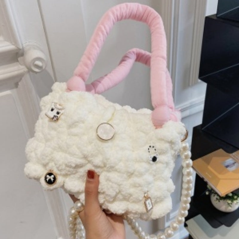 DIY Crochet Shoulder Bag Kit for Beginners – Handmade Cotton Yarn Crossbody Tote Bag Craft Kit with Video Tutorial