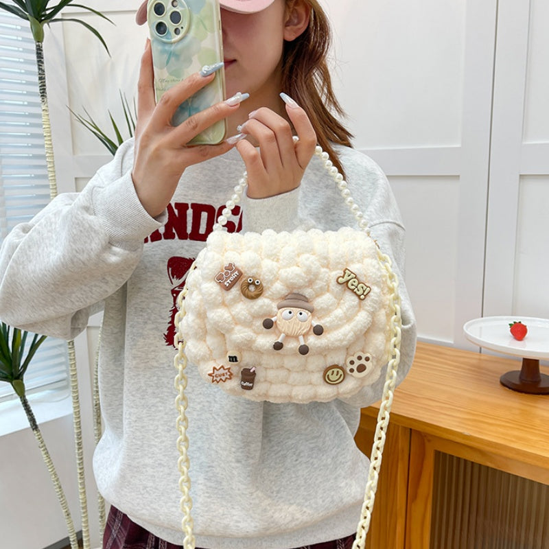 DIY Crochet Pearl Handle Bag Kit for Beginners | Handmade Yarn Shoulder & Crossbody Bag with Video Tutorial