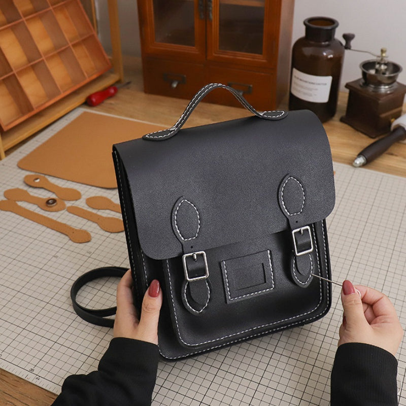 DIY PU Leather Backpack Kit for Beginners – Handmade Convertible Shoulder Bag with Pre-Cut Pieces & Video Tutorial