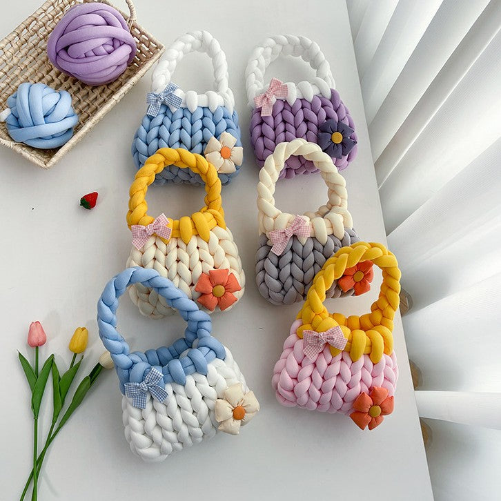 DIY Crochet Handbag Kit for Beginners – Handmade Tote Bag Craft Kit with Soft Yarn, Complete Materials & Video Tutorial