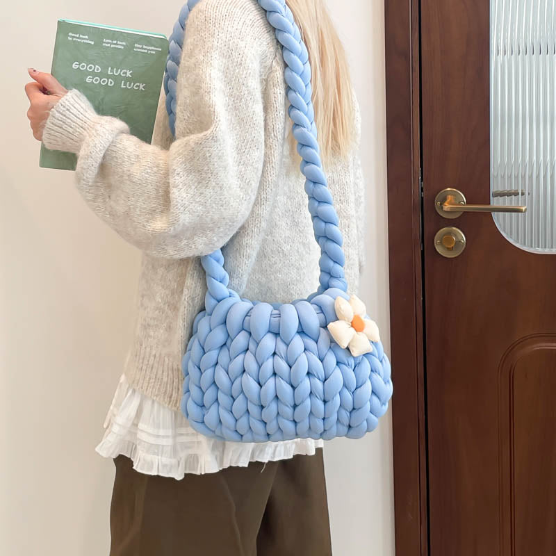 DIY Crochet Shoulder Bag Kit for Beginners – Handmade Yarn Crossbody Purse Craft Set with Tools & Video Tutorial