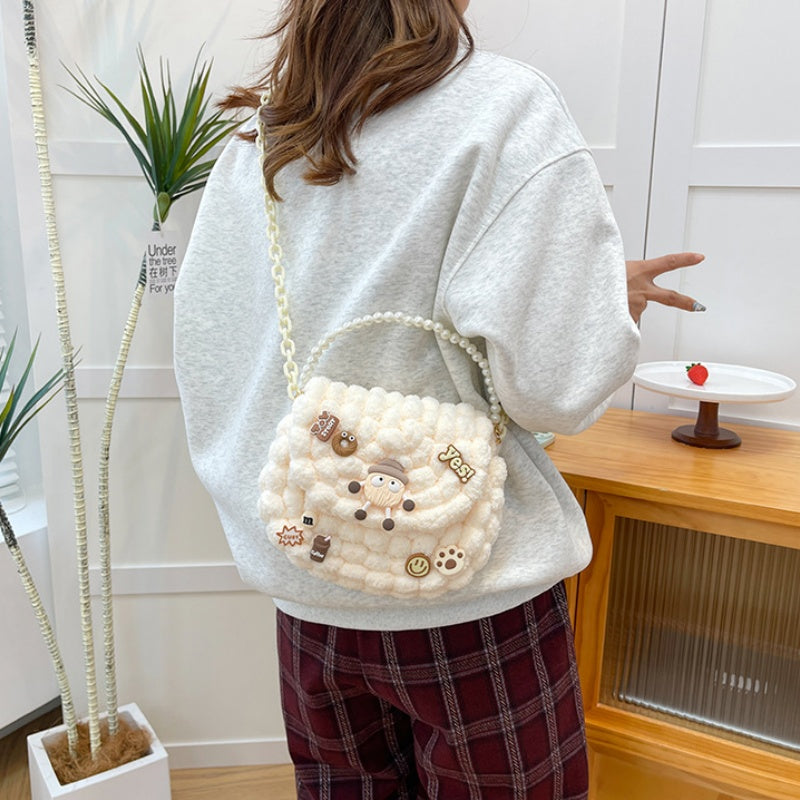 DIY Crochet Pearl Handle Bag Kit for Beginners | Handmade Yarn Shoulder & Crossbody Bag with Video Tutorial