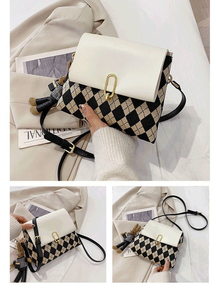 DIY Minimalist PU Shoulder Bag Kit – Beginner-Friendly 8-Minute Handmade Craft Set | Pre-Cut Materials | Black & White Crossbody Bag Gift for Women