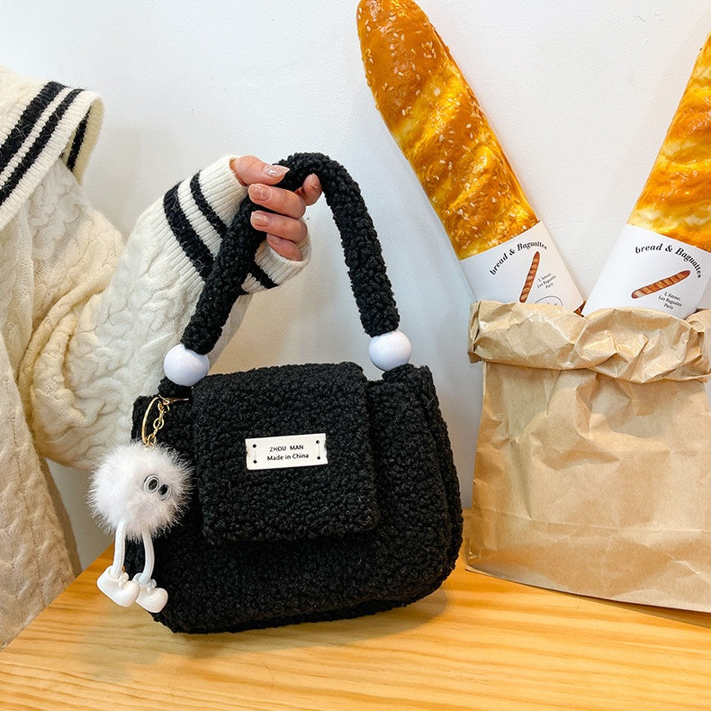 DIY Plush Tote Bag Kit for Beginners – Handmade Fuzzy Handbag Craft Kit with Video Tutorial, Shoulder & Tote Bag