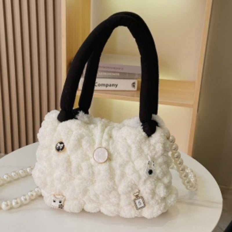 DIY Crochet Shoulder Bag Kit for Beginners – Handmade Cotton Yarn Crossbody Tote Bag Craft Kit with Video Tutorial