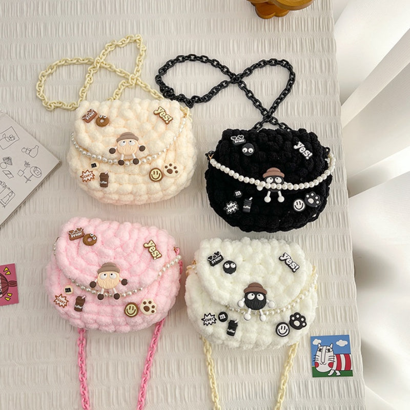 DIY Crochet Pearl Handle Bag Kit for Beginners | Handmade Yarn Shoulder & Crossbody Bag with Video Tutorial