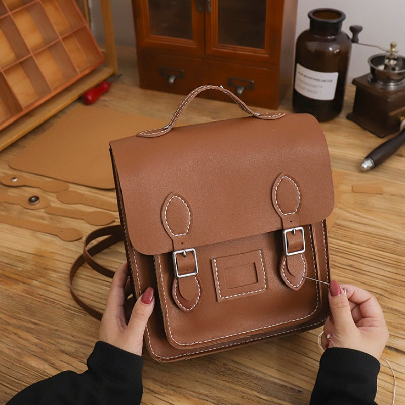 DIY PU Leather Backpack Kit for Beginners – Handmade Convertible Shoulder Bag with Pre-Cut Pieces & Video Tutorial