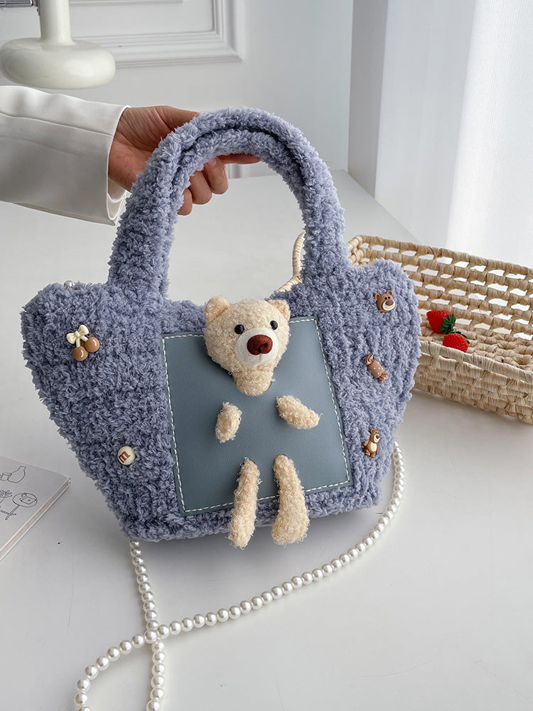 DIY Plush Shoulder Bag Kit for Beginners – Handmade Crochet Style Tote Bag Craft Set with Video Tutorial, Gift Making Kit