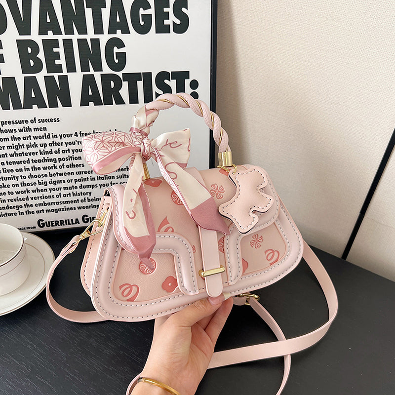 DIY PU Leather Shoulder Bag Kit for Beginners – Handmade Pink Handbag Sewing Kit with Pre-Cut Materials & Video Tutorial